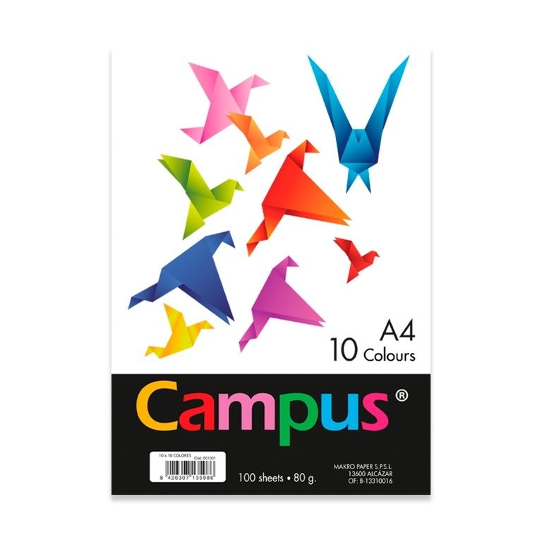 Campus Papel A4 80g 100 Hojas 10 Colores Surtidos