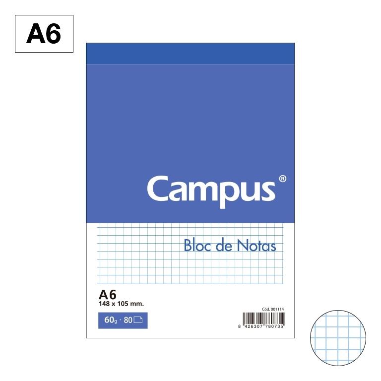 Campus Bloc Notas A6 Microperforado Cuadrícula 4mm 80 Hojas 60g