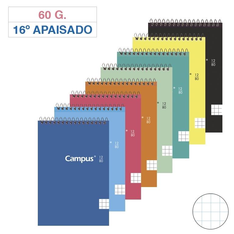 Campus Bloc Espiral 16º Apaisado Cuadrícula 4mm Tapa Básica 80 Hojas 60g