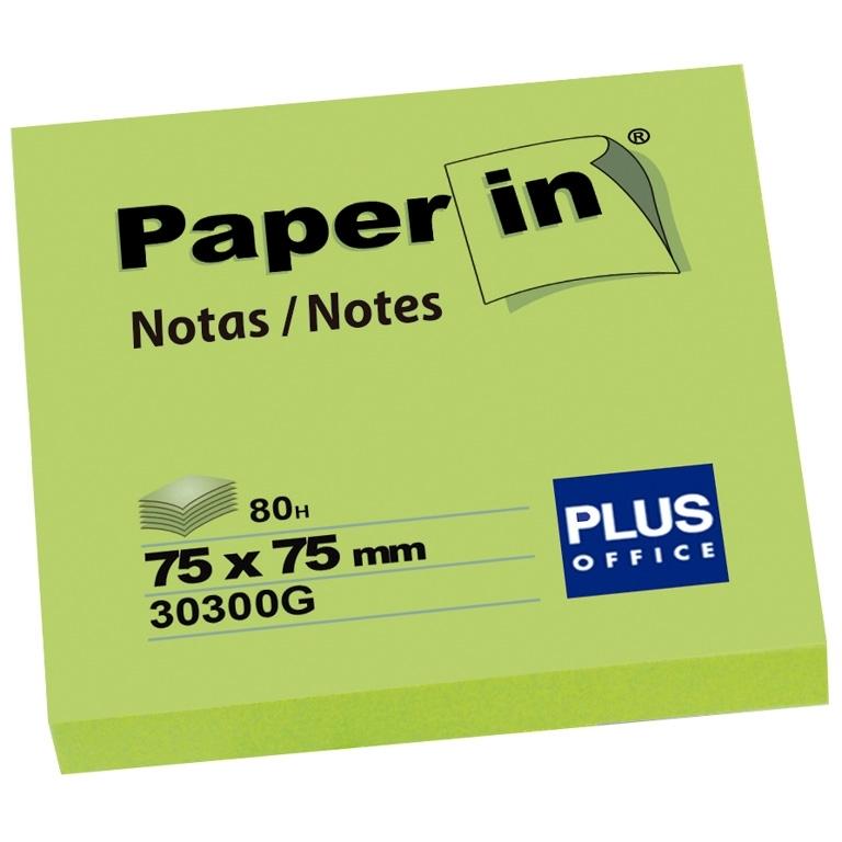 Plus Office Paper In Notas Adhesivas 75x75 mm Verde Fluor 80 Hojas