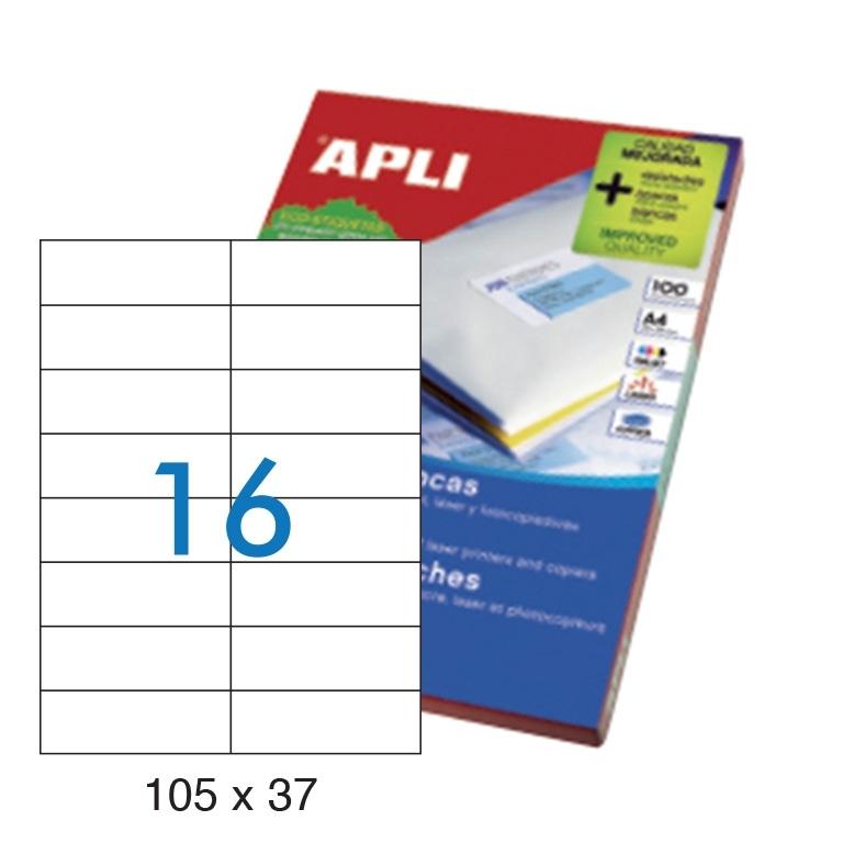 Apli Etiquetas Adhesivas Permanentes 105x37mm (100 hojas)