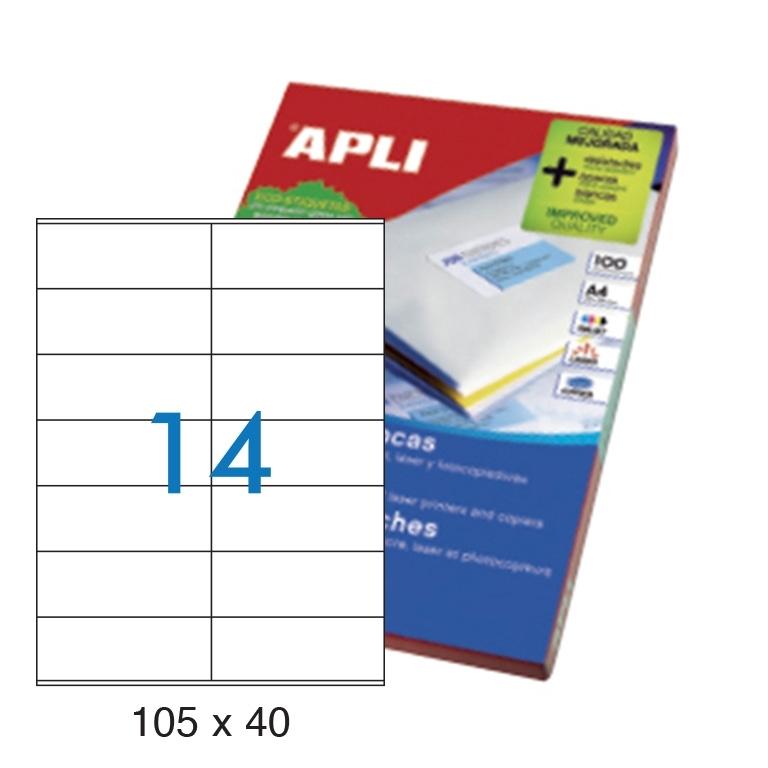 Apli Etiquetas Adhesivas Permanentes 105x40mm (100 hojas)