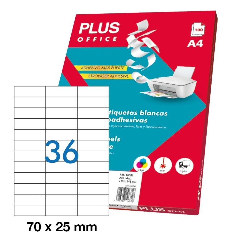 Plus Office Etiquetas Adhesivas 70x25mm (36) (100 hojas)