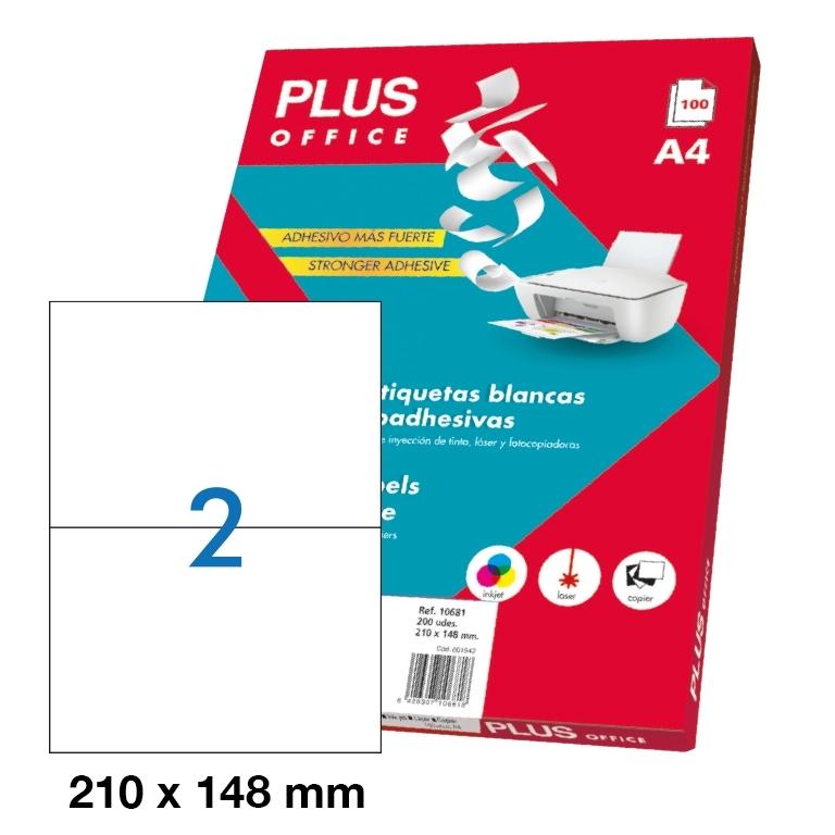 Plus Office Etiquetas Adhesivas 210x148mm (2) (100 hojas)