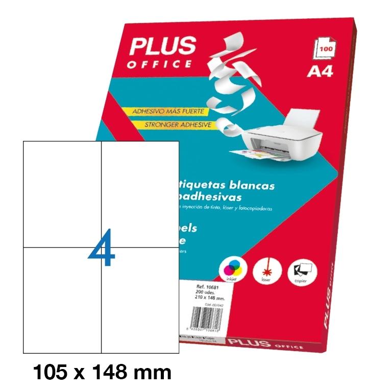Plus Office Etiquetas Adhesivas 105x148mm (4) (100 hojas)