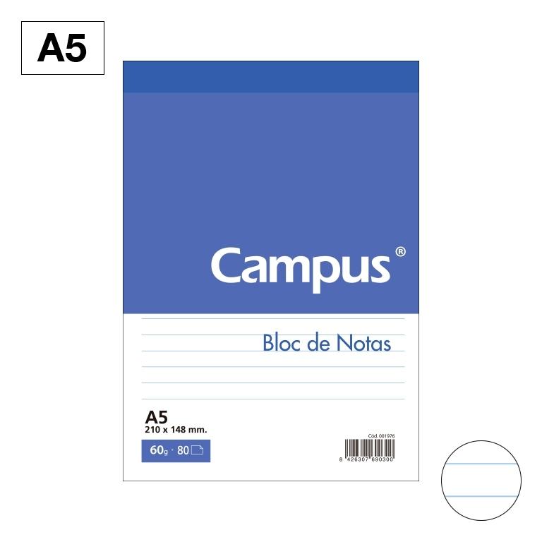 Campus Bloc Notas A5 Microperforado Rayado 80 Hojas 60g