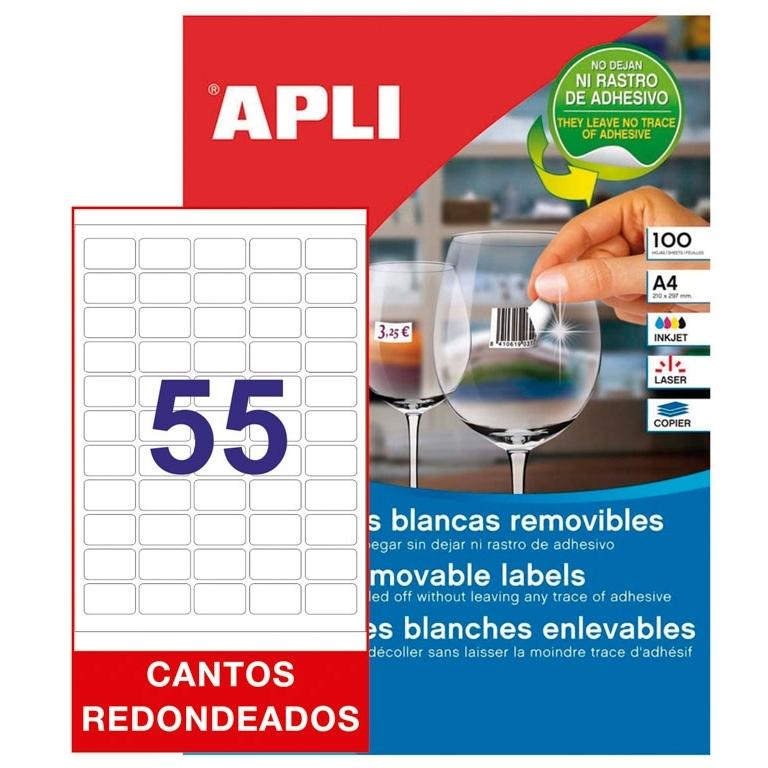 Apli Etiquetas Adhesivas Removibles 36,8x23,8mm (100 hojas)