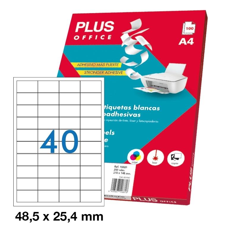 Plus Office Etiquetas Adhesivas 48,5X25,5mm (40) (100 hojas)