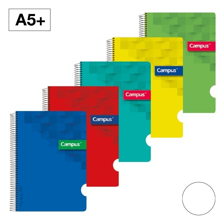 Campus Libreta Espiral A5+ Liso Tapa Plástico 80 Hojas 90g