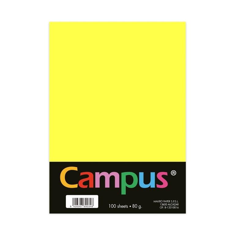 Campus Papel A4 80g 100 Hojas Amarillo Oro