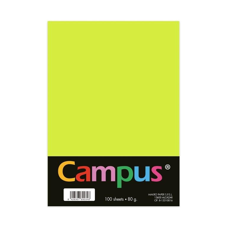 Campus Papel A4 80g 100 Hojas Amarillo Neon