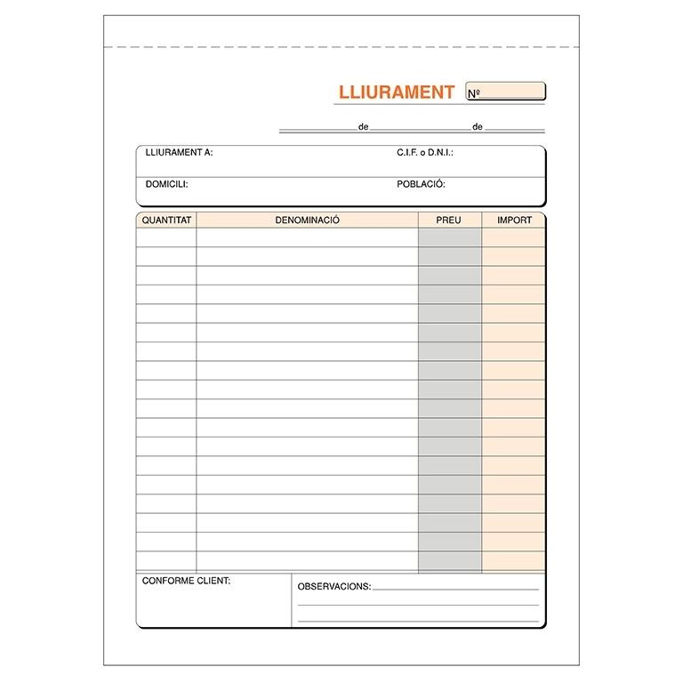 Plus Office Talonario Entregas Duplicado 150x210 mm 50 Juegos Catalán
