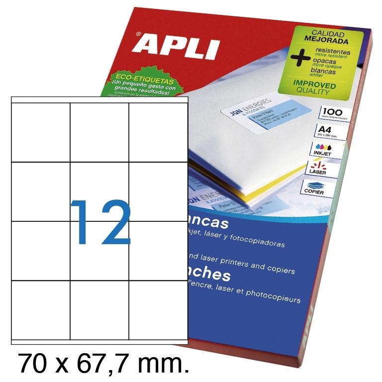 Apli Etiquetas Adhesivas Permanentes 70x67,7mm (100 hojas)