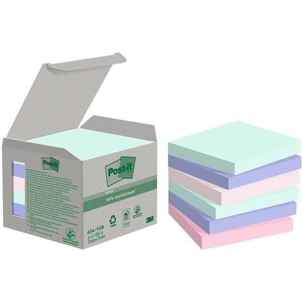 3M Post-It Notas Adhesivas 76X76 Pastel Recicladas