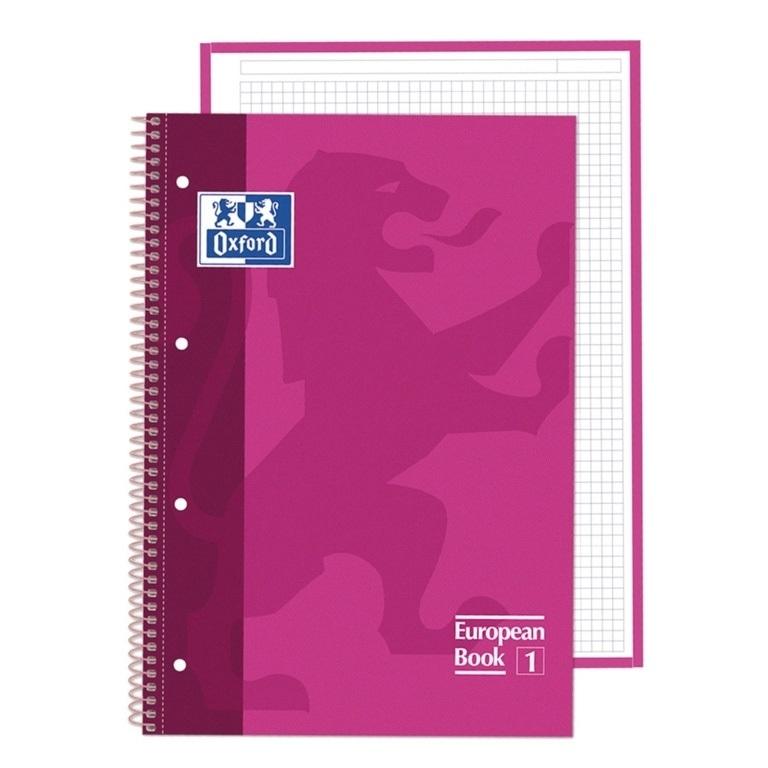 Oxford Libreta Espiral A4 Cuadrícula 5mm Tapa Extradura 80 Hojas 90g Fucsia
