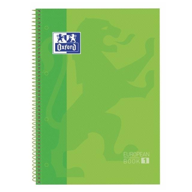 Oxford Libreta Espiral A4 Cuadrícula 5mm Tapa Extradura 80 Hojas 90g Verde Manzana