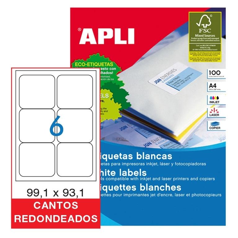 Apli Etiquetas Adhesivas Permanentes 99,1x93,1mm (100 hojas)