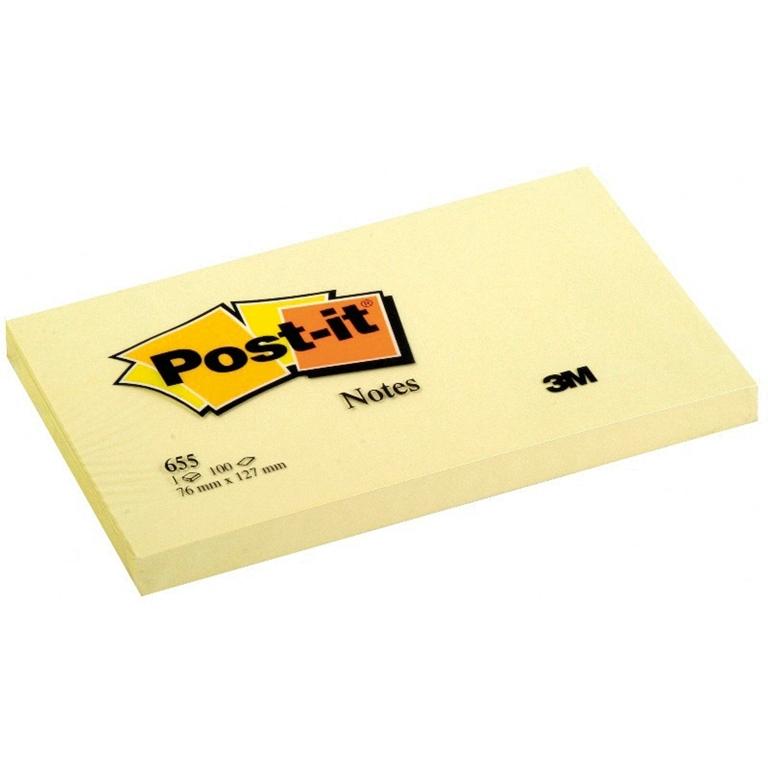 3M Post-It Notas Adhesivas 76x127 mm 100 Hojas Amarillo