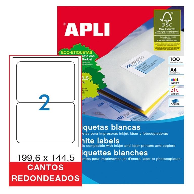 Apli Etiquetas Adhesivas Permanentes 199,6x144,5mm (100 hojas)