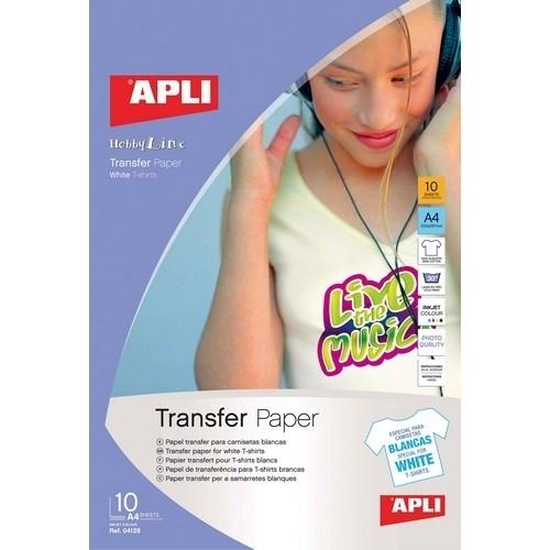 Apli Papel Transfer A4 Ink-Jet Téxtiles Claros 10 Hojas