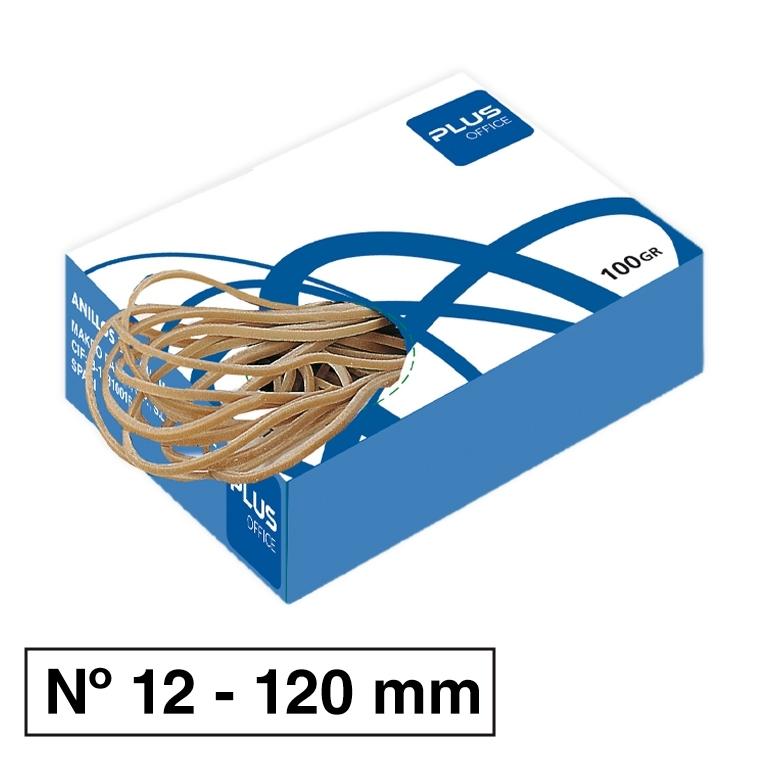 Plus Office Gomas Elásticas Nº12 120 mm Caja 100g