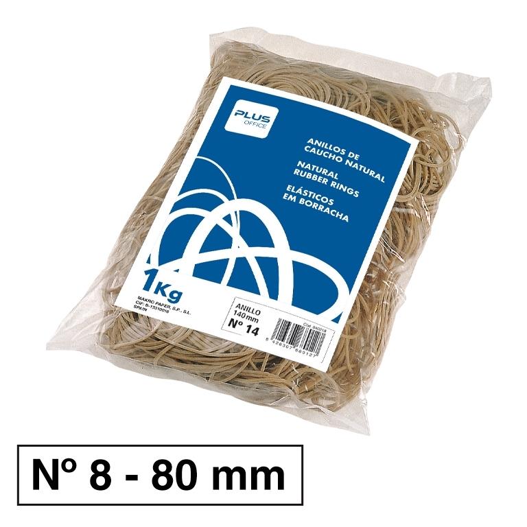 Plus Office Gomas Elásticas Nº8 80 mm Bolsa 1 Kg