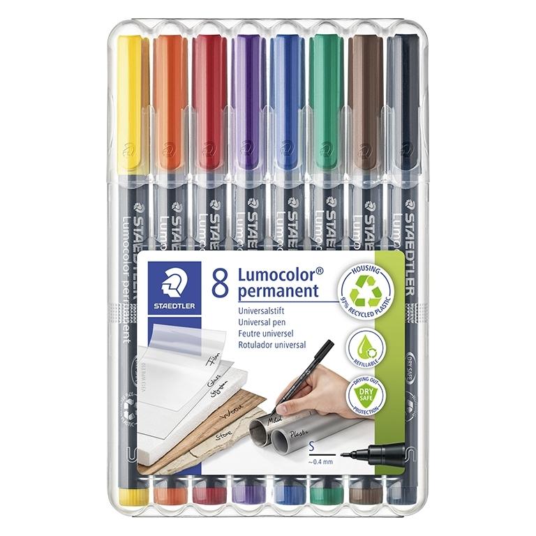 Staedtler Lumocolor S Estuche 8 Rotuladores Permanentes Punta Redonda 0,4 mm Colores Surtidos