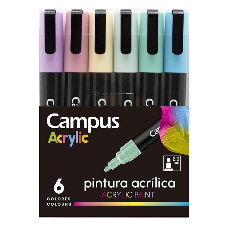 Campus Rotulador Acrylic Pack 6 Colores Pastel