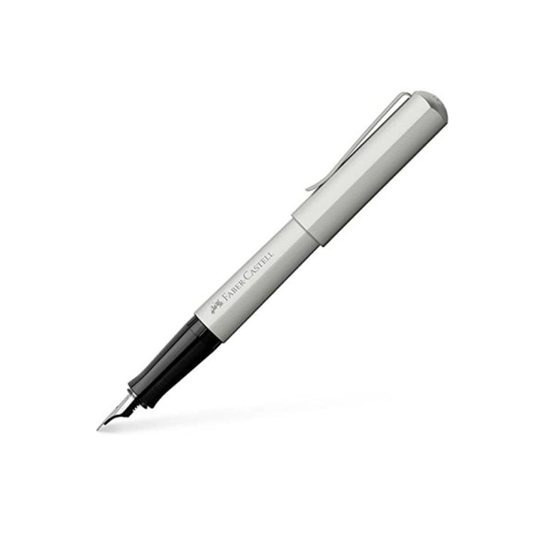 Faber Castell Pluma Estilográfica Hexo Plateado Mate F