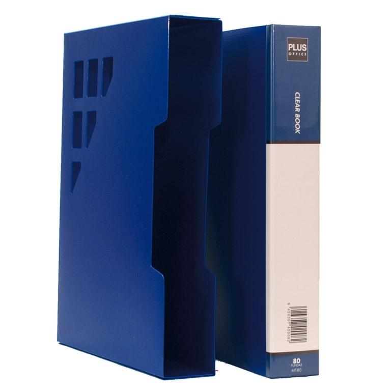Plus Office Carpeta Fundas A4 80 Fundas Cajetín Azul