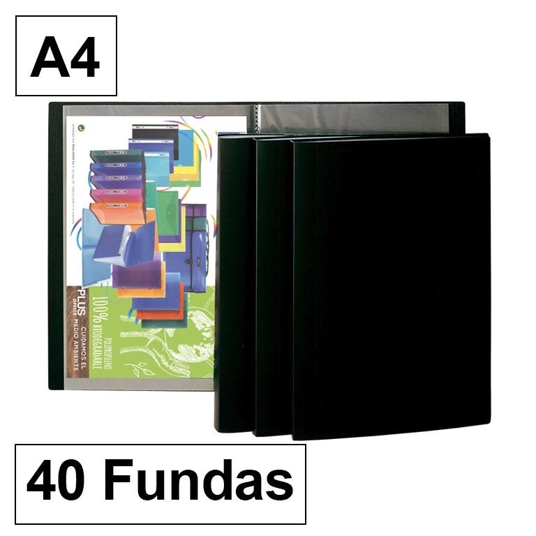 Plus Office Carpeta Fundas A4 Flexible 40 Fundas Negro
