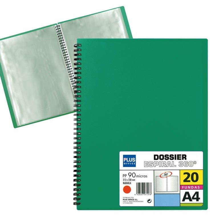 Plus Office Carpeta Fundas Espiral A4 20 Fundas Verde