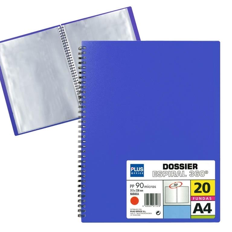 Plus Office Carpeta Fundas Espiral A4 20 Fundas Azul