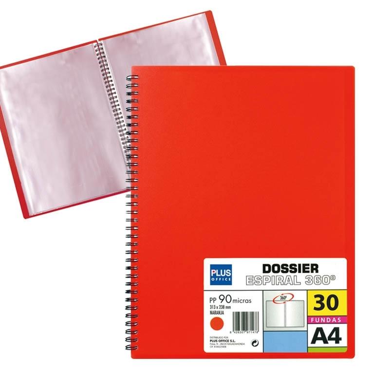 Plus Office Carpeta Fundas Espiral A4 30 Fundas Rojo
