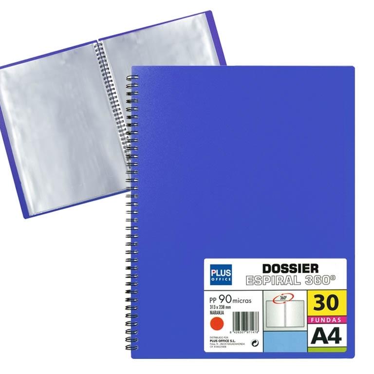 Plus Office Carpeta Fundas Espiral A4 30 Fundas Azul