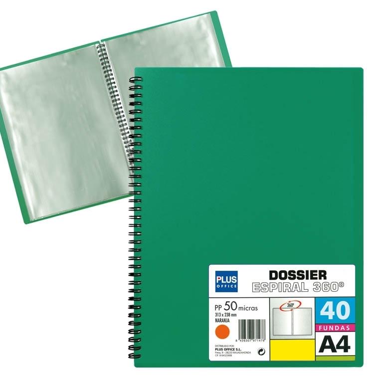 Plus Office Carpeta Fundas Espiral A4 40 Fundas Verde