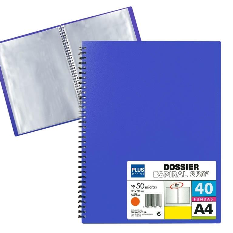 Plus Office Carpeta Fundas Espiral A4 40 Fundas Azul