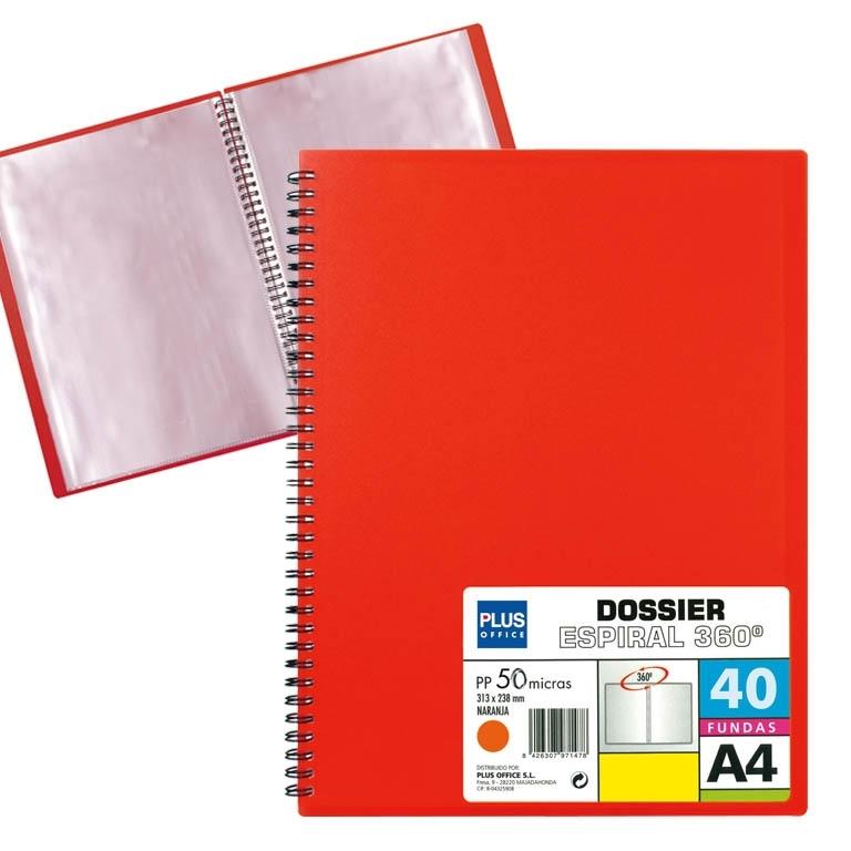 Plus Office Carpeta Fundas Espiral A4 40 Fundas Rojo