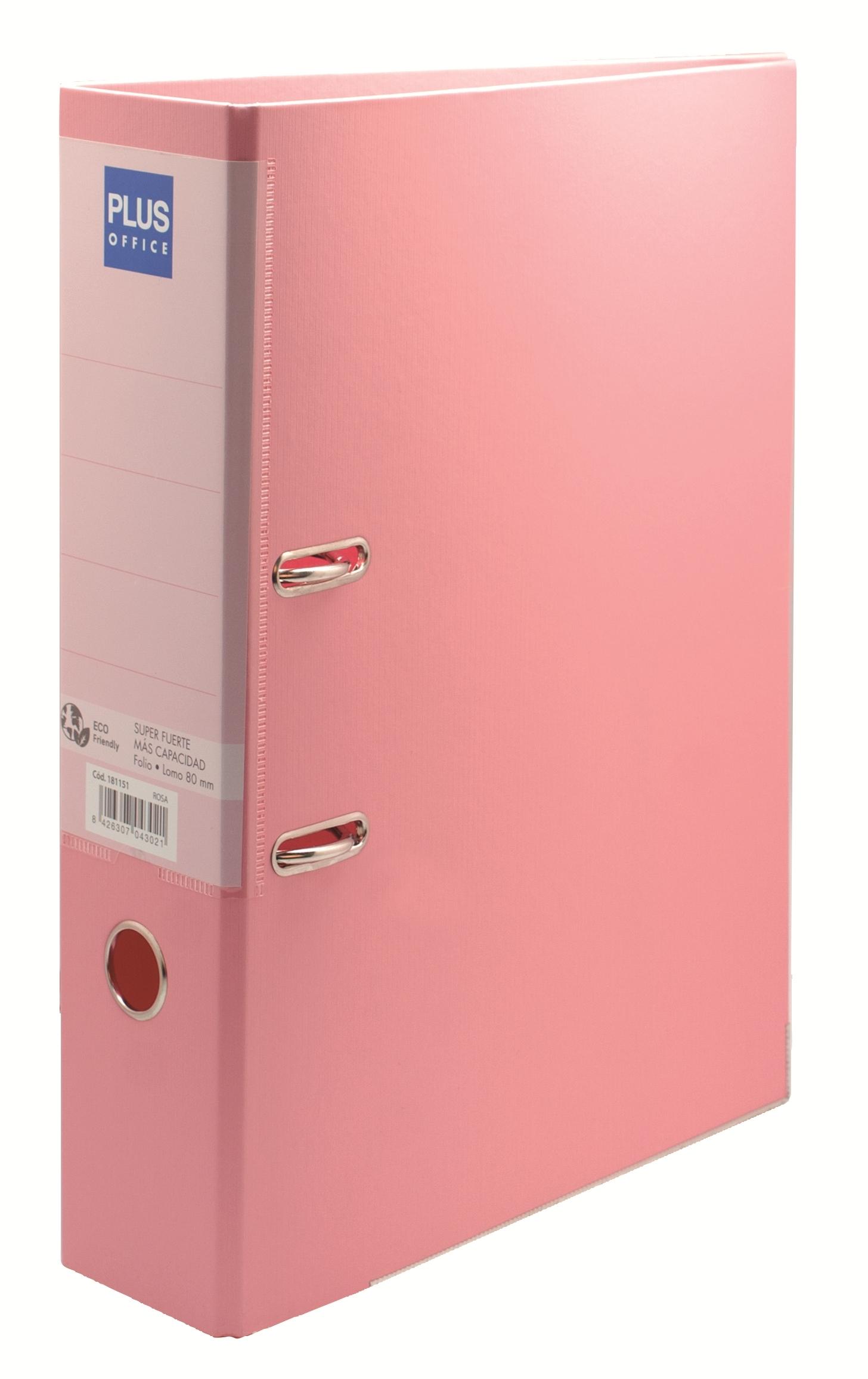 Plus Office Archivador Folio Lomo 80 mm Rosa Pastel
