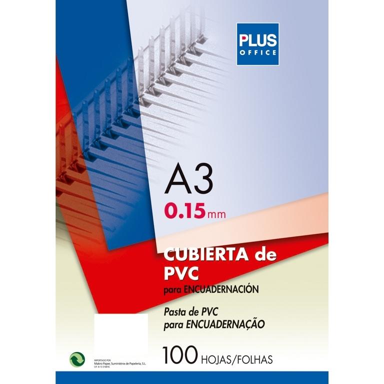 Plus Office Cubierta Encuadernar PVC A3 150 Micras Transparente (100 ud.)