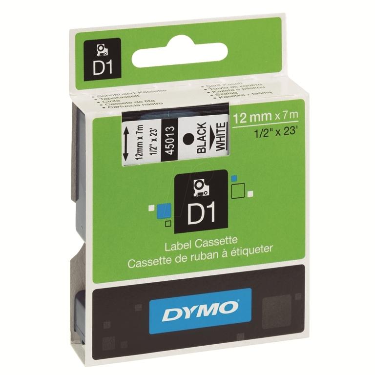 Dymo D1 Cinta Etiquetas 12mmx7m Negro/Blanco