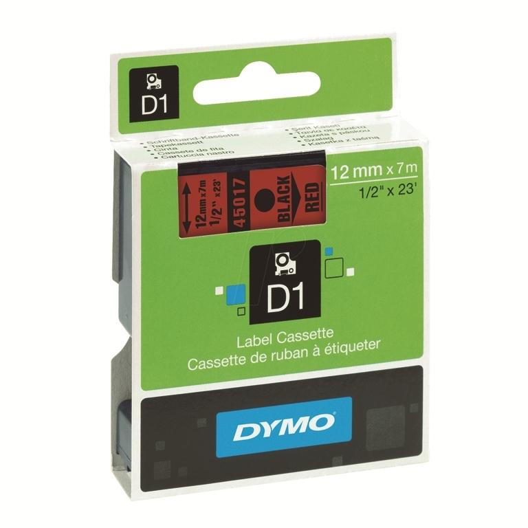 Dymo D1 Cinta Etiquetas 12mmx7m Negro/Rojo