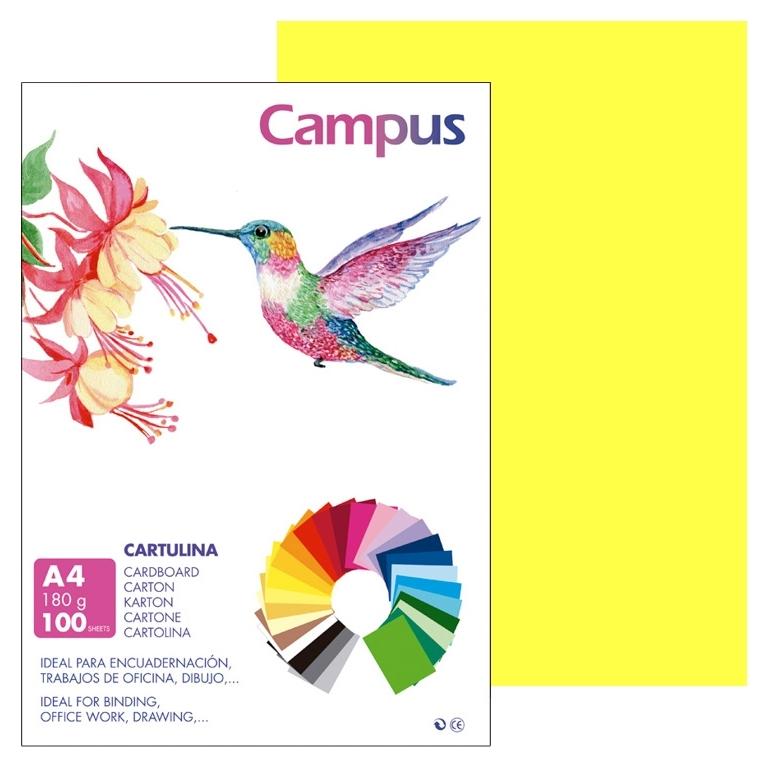 Campus Cartulina A4 180 gr Amarillo Limon (100 ud.)
