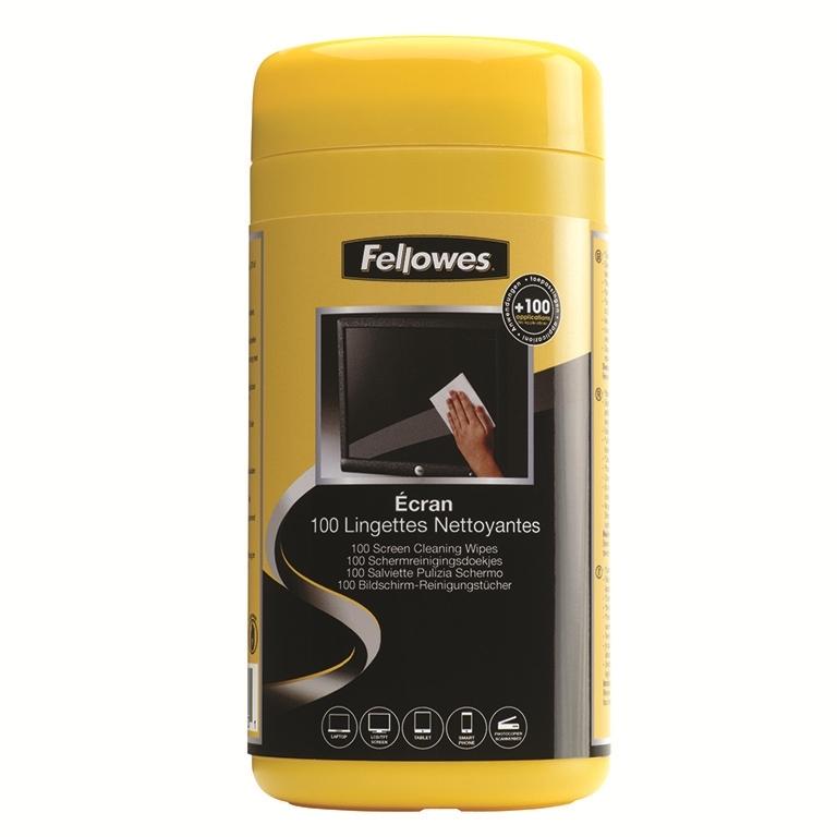 Fellowes Bote 100 Toallitas Limpiadoras Pantalla