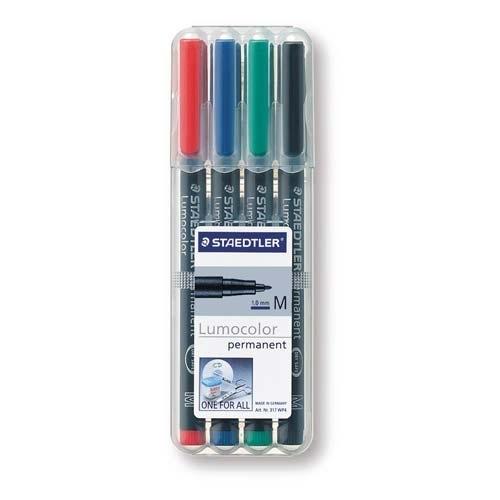 Staedtler Lumocolor M Estuche 4 Rotuladores Permanentes Punta Redonda 0,8-1 mm Colores Surtidos