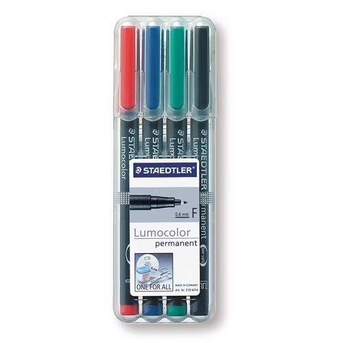 Staedtler Lumocolor F Estuche 4 Rotuladores Permanentes Punta Redonda 0,6 mm Colores Surtidos