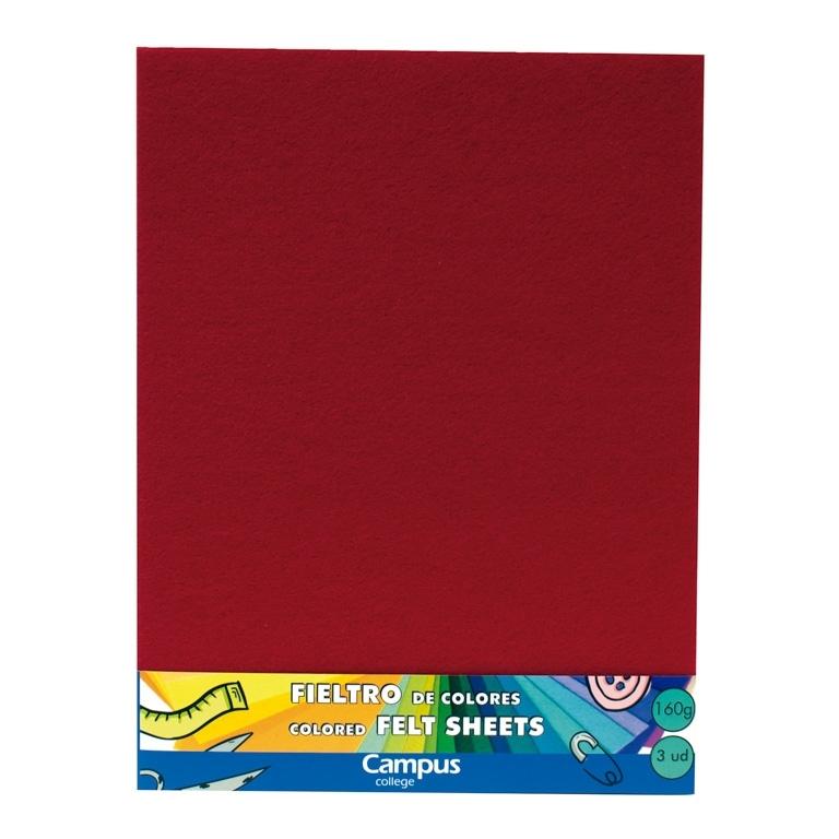 Campus Fieltro 23X30,5 160G Rojo/3Ud