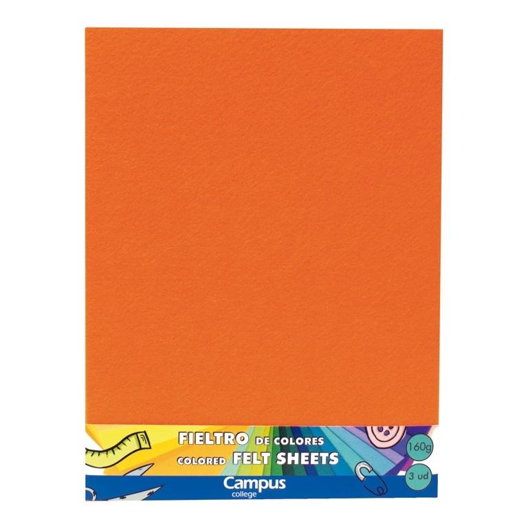 Campus Fieltro 23X30,5 160G Naranja/3Ud