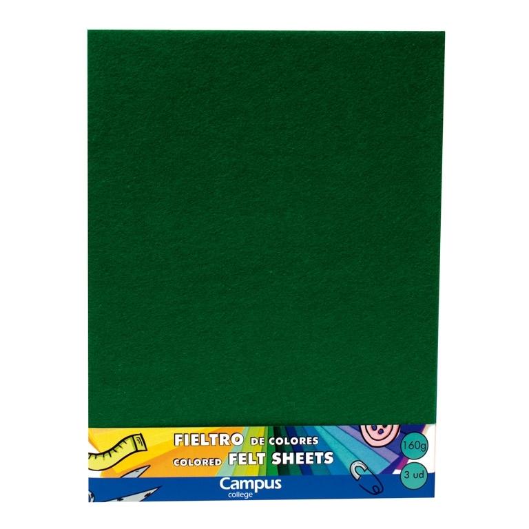 Campus Fieltro 23X30,5 160G Verde/3Ud