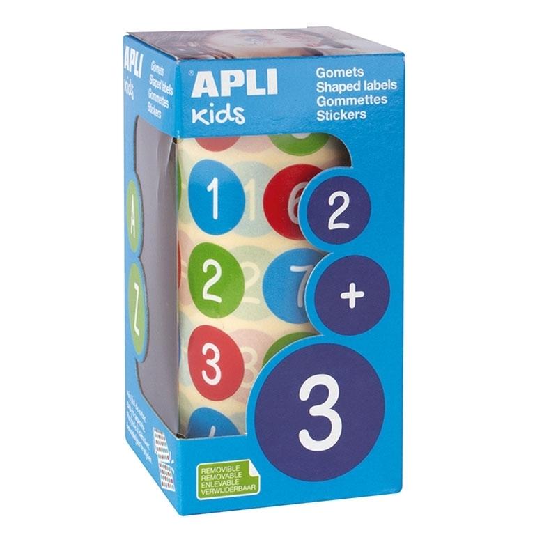 Apli Rollo Gomets Redondos Números Multicolor 20 mm